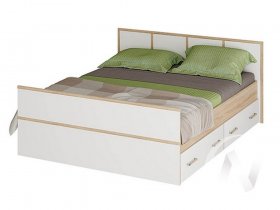 Двуспальная кровать 1,4м Сакура (дуб сонома/белый) в Мирном - mirnyj.mebel-nsk.ru | фото