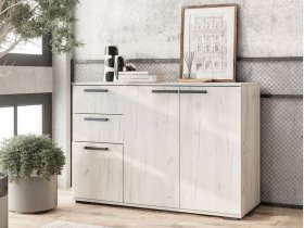 Комод Стандарт-3 NEW (дуб крафт белый) в Мирном - mirnyj.mebel-nsk.ru | фото