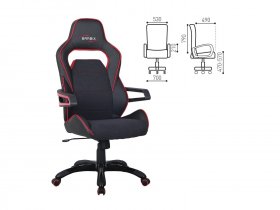 Кресло компьютерное BRABIX Nitro GM-001, ткань, экокожа, черное, вставки красные в Мирном - mirnyj.mebel-nsk.ru | фото