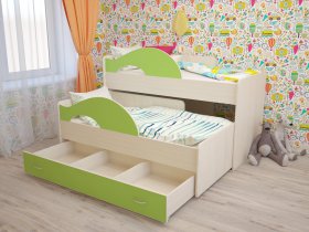 Кровать детская двухуровневая Радуга 80*160 в Мирном - mirnyj.mebel-nsk.ru | фото
