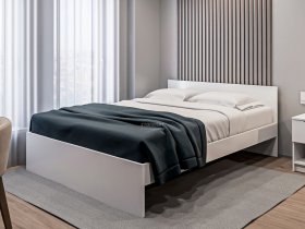 Кровать двуспальная 1,6м Бруклин СБ-3354 (белый) в Мирном - mirnyj.mebel-nsk.ru | фото