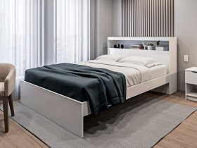 Кровать двуспальная 1,6м Бруклин СБ-3356 (белый) в Мирном - mirnyj.mebel-nsk.ru | фото