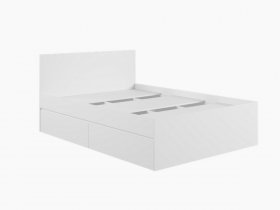 Кровать двуспальная с ящиками 1,4м Мадера-М1400 (белый) в Мирном - mirnyj.mebel-nsk.ru | фото