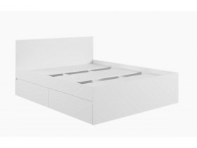 Кровать двуспальная с ящиками 1,6м Мадера-М1600 (белый) в Мирном - mirnyj.mebel-nsk.ru | фото