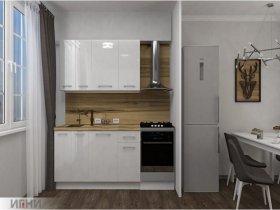 Кухонный гарнитур МДФ Выгодно и точка 1,5 м (белый глянец) в Мирном - mirnyj.mebel-nsk.ru | фото