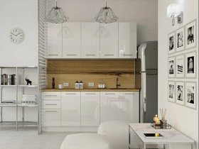 Кухонный гарнитур МДФ Выгодно и точка 2,0 м (белый глянец) в Мирном - mirnyj.mebel-nsk.ru | фото