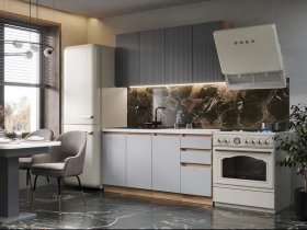 Кухонный гарнитур Ника 1,6 м (графит/серый софт) в Мирном - mirnyj.mebel-nsk.ru | фото