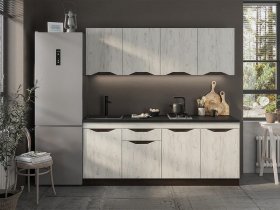 Кухонный гарнитур Паола 2,0м (дуб крафт белый/венге) в Мирном - mirnyj.mebel-nsk.ru | фото
