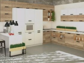 Модульная кухня Фиджи 2,3м (крафт) в Мирном - mirnyj.mebel-nsk.ru | фото