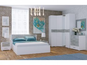 Модульная спальня Бьянка (белый/бетон) в Мирном - mirnyj.mebel-nsk.ru | фото