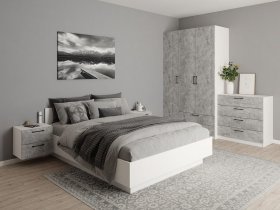 Модульная спальня Гамма (белый/цемент) в Мирном - mirnyj.mebel-nsk.ru | фото