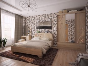 Модульная спальня Виктория-1 (дуб сонома) в Мирном - mirnyj.mebel-nsk.ru | фото