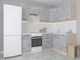Модульная угловая кухня 1,4м*2,1м Лада (цемент) в Мирном - mirnyj.mebel-nsk.ru | фото