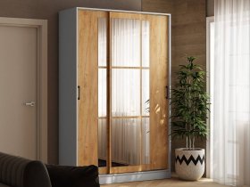 Шкаф-купе 1,4м «Стиль-2» (белый/дуб крафт золотой) в Мирном - mirnyj.mebel-nsk.ru | фото