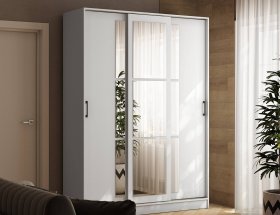 Шкаф-купе 1,6м «Стиль-2» (белый) в Мирном - mirnyj.mebel-nsk.ru | фото