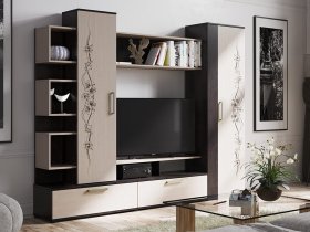Стенка «Дакота» (венге/дуб молочный) в Мирном - mirnyj.mebel-nsk.ru | фото