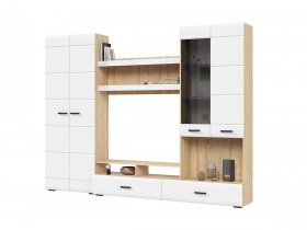 Стенка ГС-01 Либерти (дуб сонома/белый глянец) в Мирном - mirnyj.mebel-nsk.ru | фото