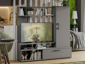 Стенка «Сиена» (графит серый) в Мирном - mirnyj.mebel-nsk.ru | фото